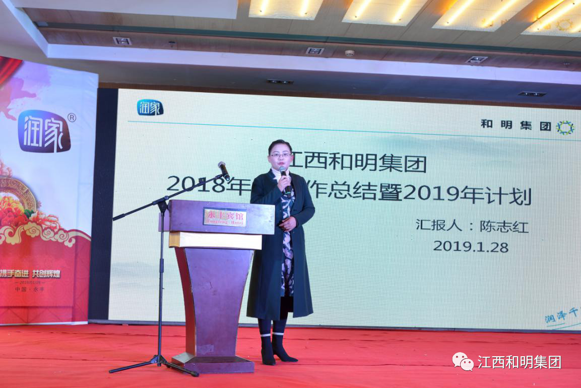 和明集团副总裁陈志红作2018年年度工作总结暨2019年计划报告.